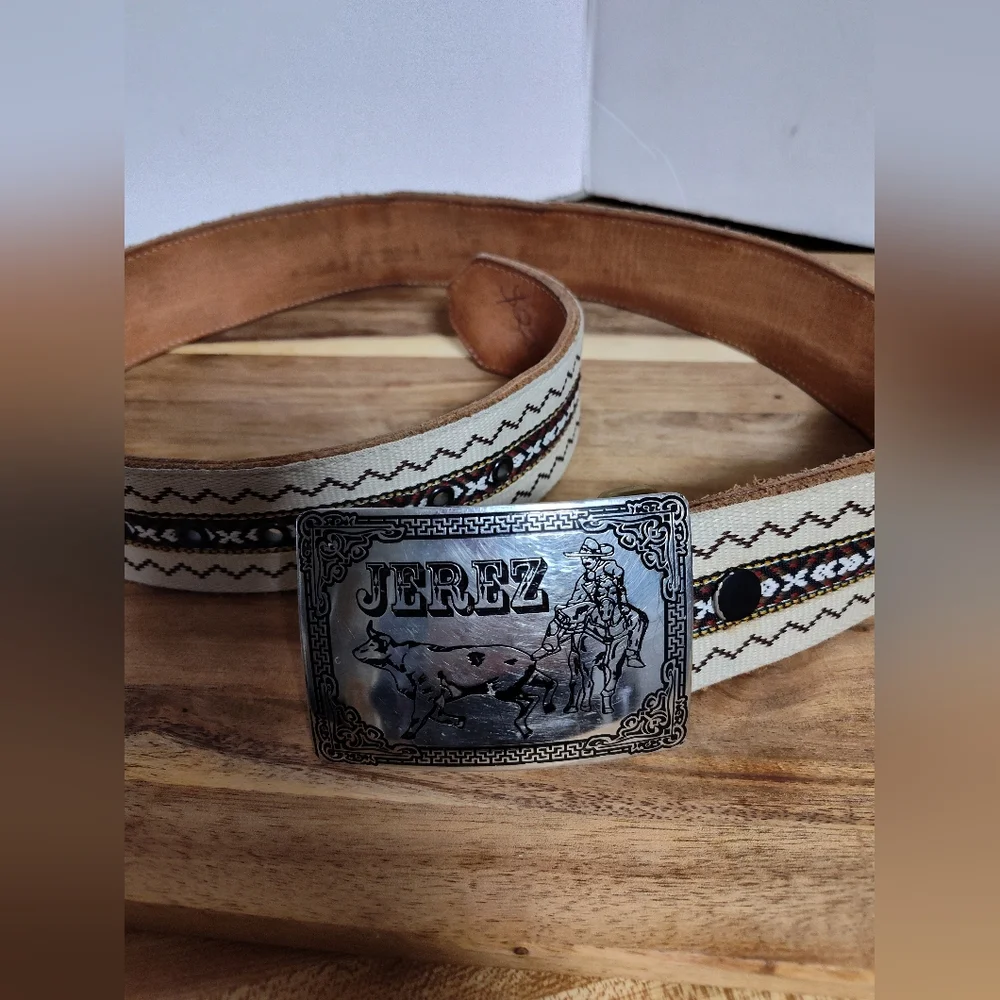 Woven Leather Belt And Buckle Gorgeous Sz 34 Great Used Jerez  Mexico …